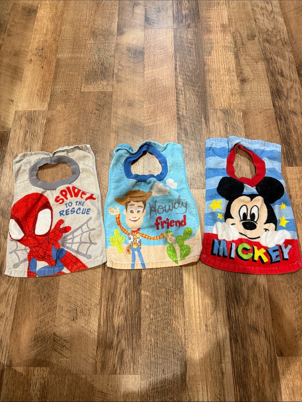 Disney Mickey Mouse Spidey and Toy Story Bib Set